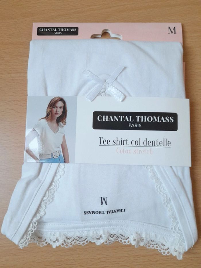 T-shirt col dentelle en coton
