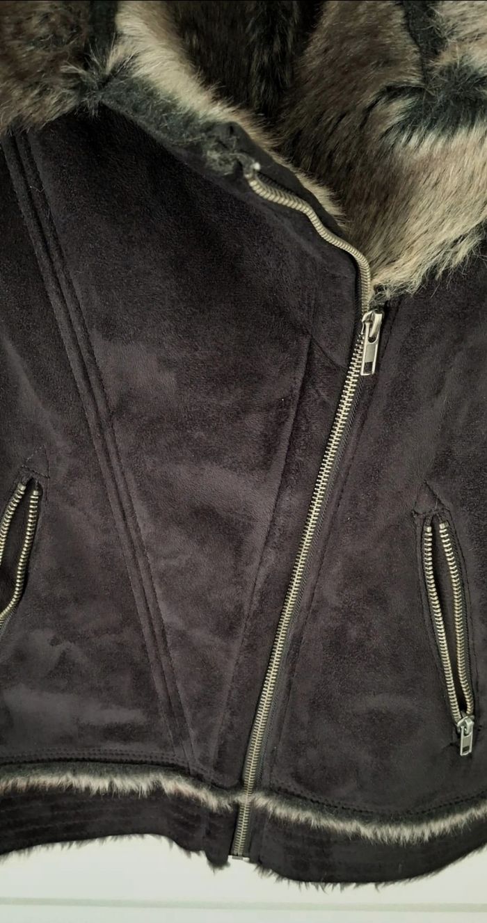 Veste Perfecto Pimkie Marron Foncé Doublée Fausse Fourrure - Taille 40 - photo numéro 5