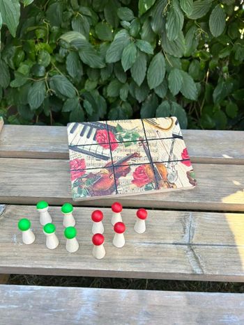 Tic tac toe en bois - thème fleurs - fabrication artisanale