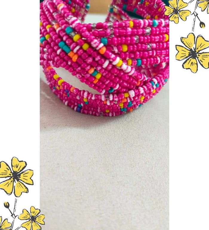 Bracelet large perles fuchsia multicolores – Collection Nuances de Rose - photo numéro 6