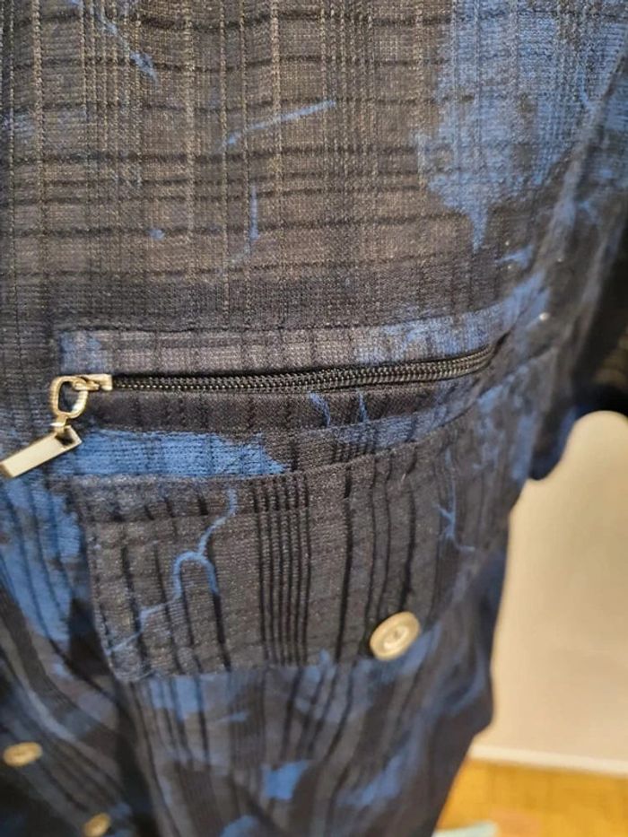Chemise bleu noir homme taille L 40 folie rosse - photo numéro 4