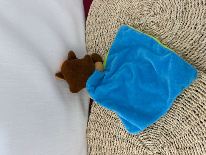 DOUDOU PLAT ÉCUREUIL MARRON BLEU VERT PAPEA PARC - photo numéro 2