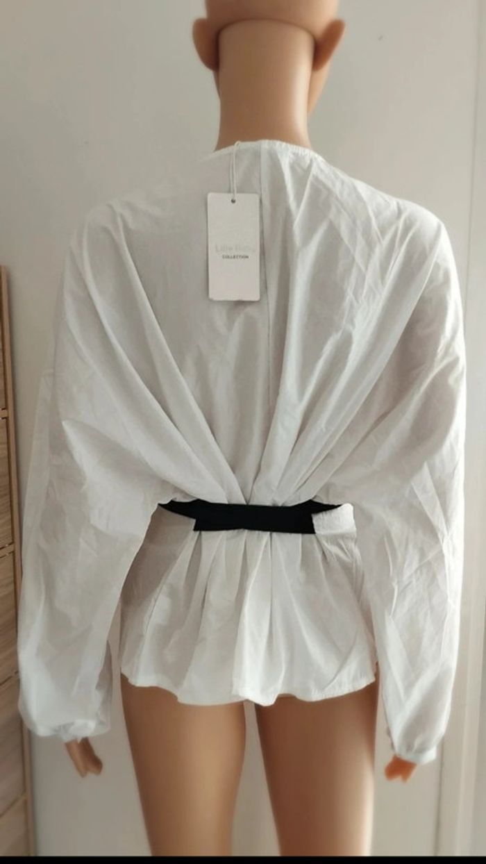Chemise blanche ruban noir taille s/m - photo numéro 6