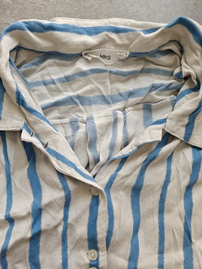 Chemise mango rayée bleue T.M - photo numéro 2