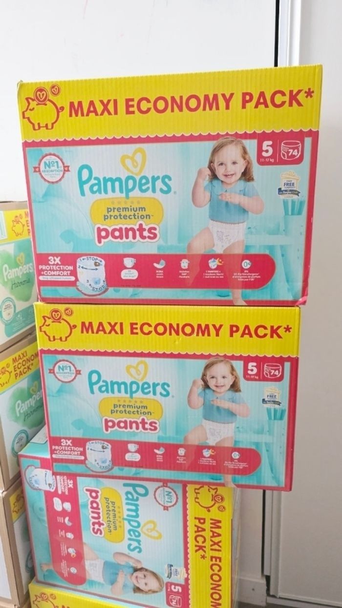 2× Couches-culottes Pampers Premium Taille 5 MAXI PACK  ×148