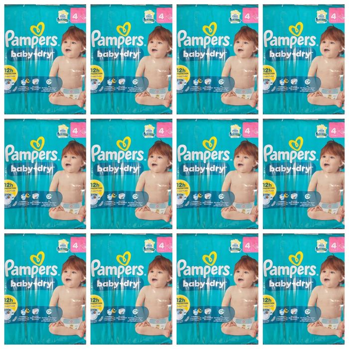 Lot de 360 Couches Pampers Baby Dry 9-14 kg Taille 4 Neuf
