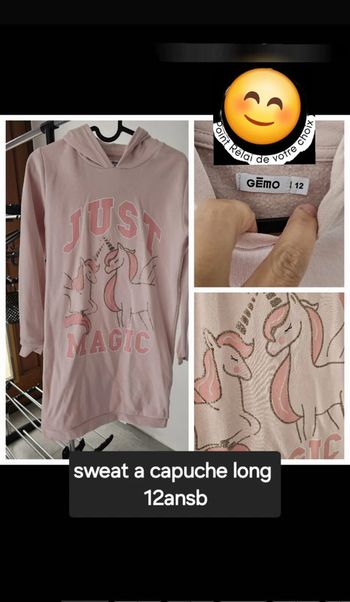 Pull long / robe ill Sweat à capuche long fille 12 ans licorne