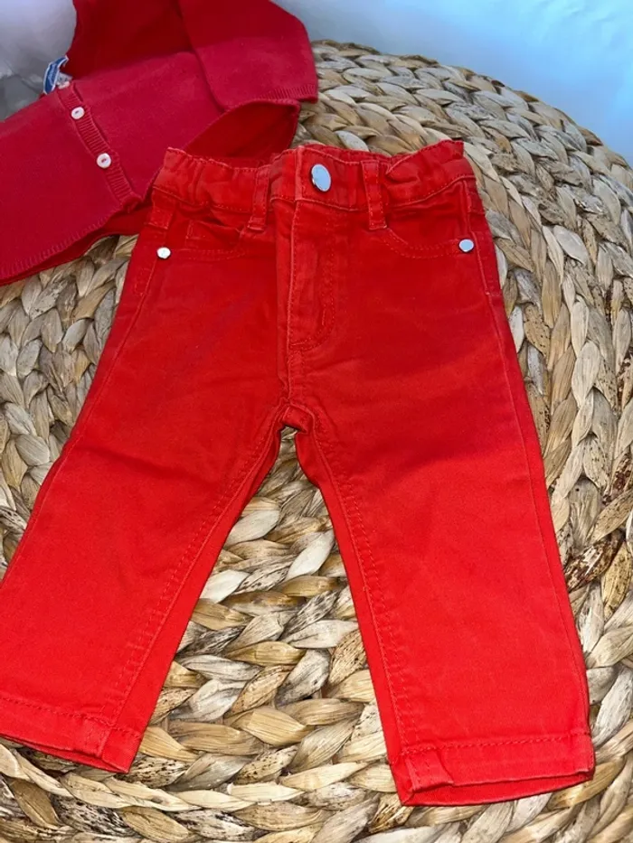 Ensemble pantalon gilet rouge Jacadi 6 mois 67cm - photo numéro 5