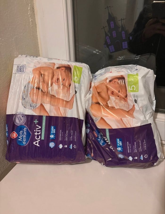 Couches activ+ - 50 couches - mots d’enfants - taille 5 - 11 à 25 kg - un neuf et un entamé - photo numéro 3