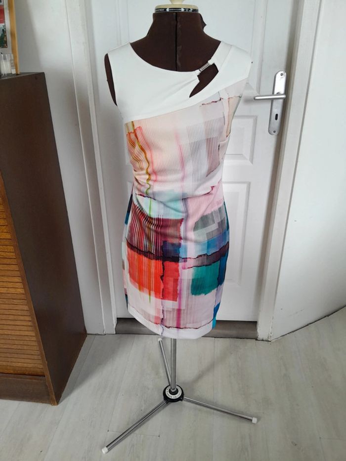 Magnifique robe courte été ceremonie imprimée Alba Moda 34/36