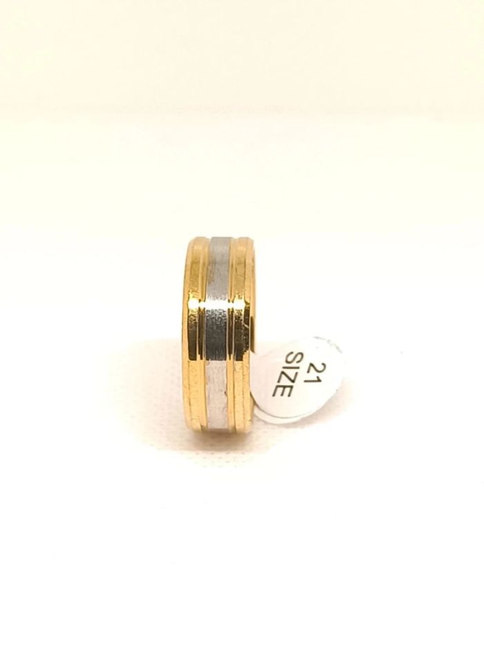 Bague anneau acier doré et argenté type alliance - photo numéro 2