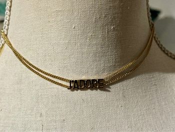 Collier réglable 2 chaîne lettres amour acier inoxydable or