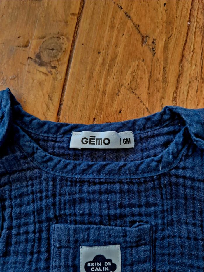 Barboteuse nid d'abeille + chapeau 6 mois - photo numéro 2