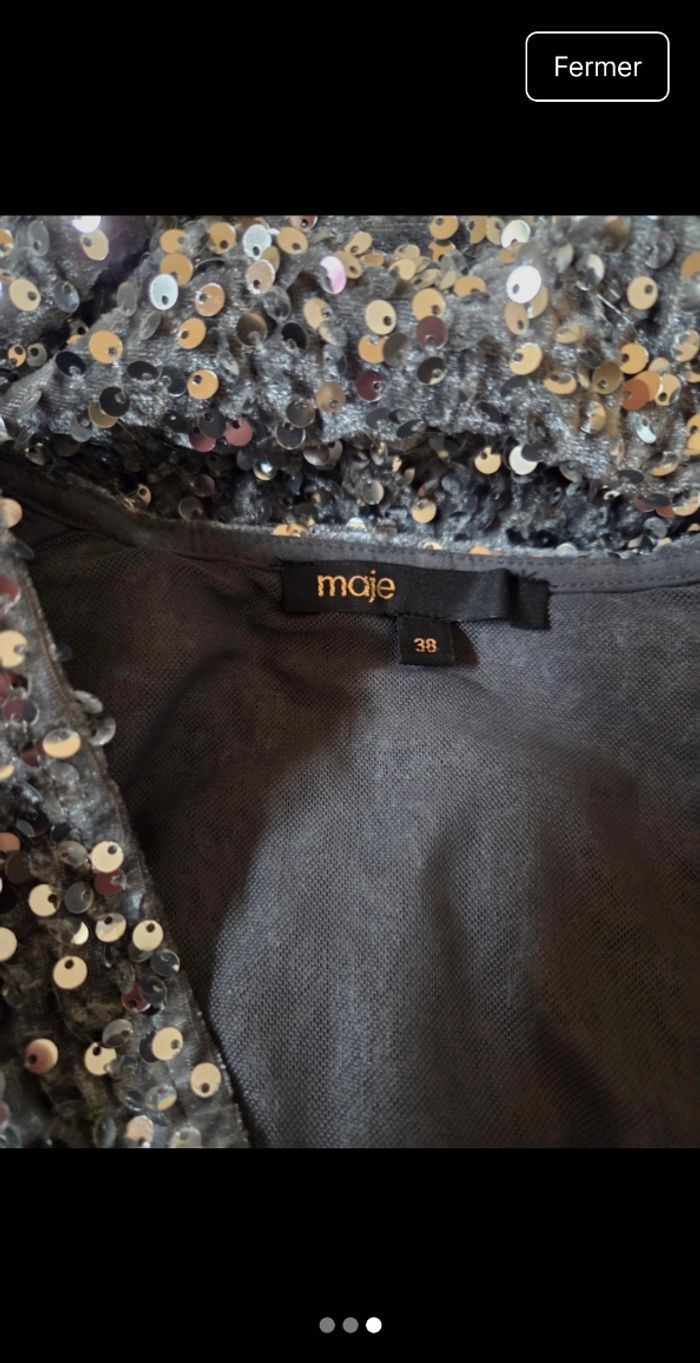 Robe maje sequins argentée - photo numéro 3