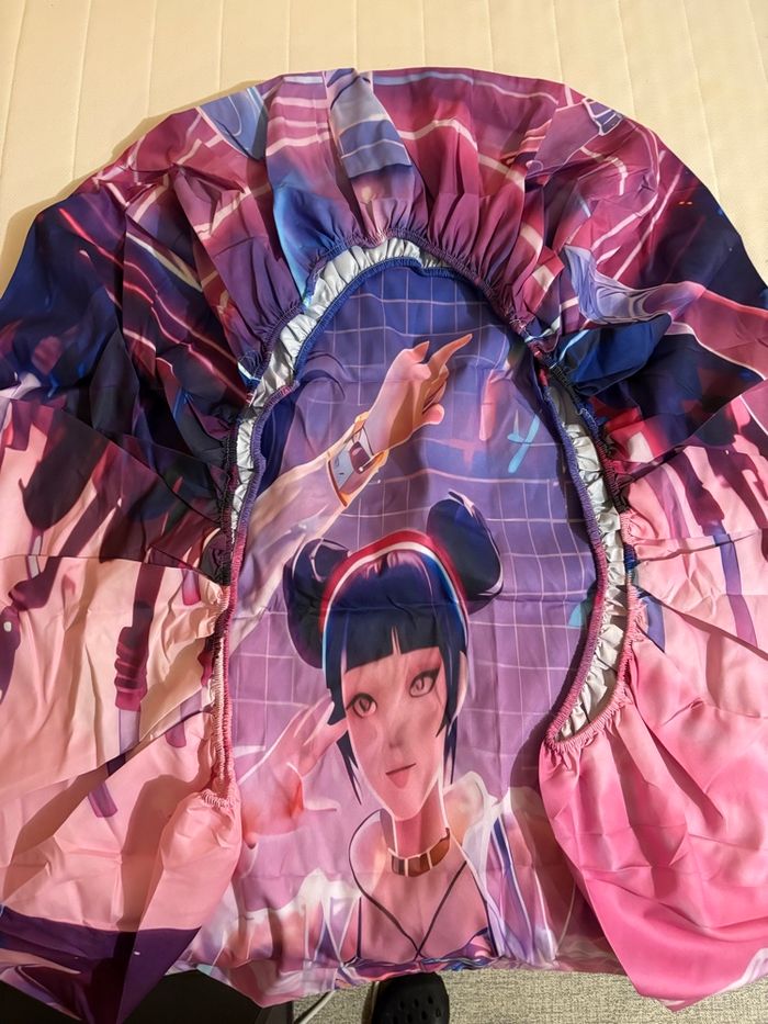 Drap lit avec élastique aux côtés pour matelas 1 pers 90 x 200 cm et 2 grandes taies d’oreiller KPOP - photo numéro 2