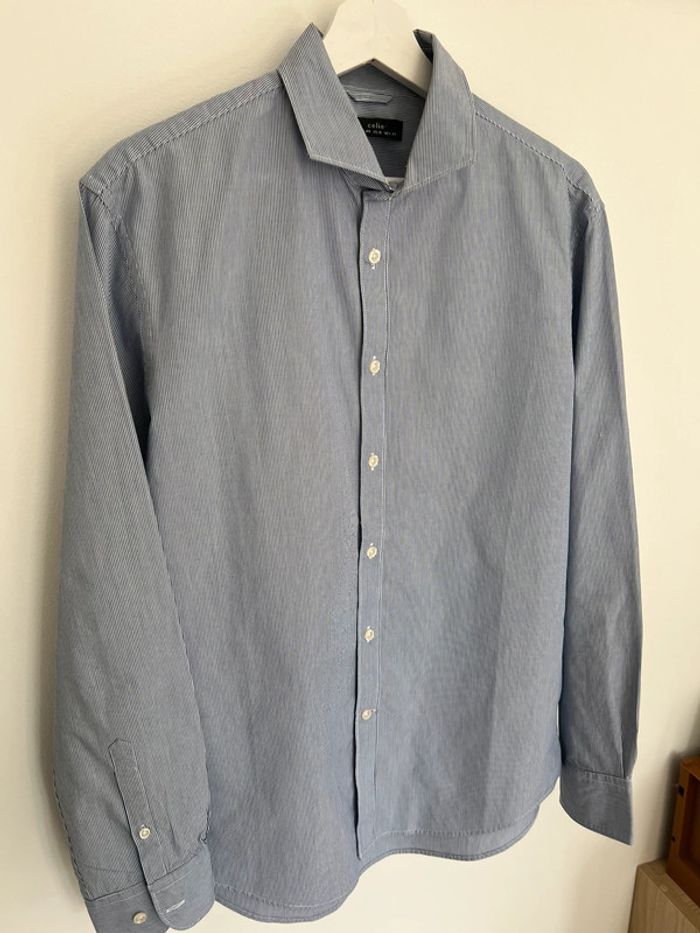 Chemise rayée bleu et blanche Celio M - photo numéro 2
