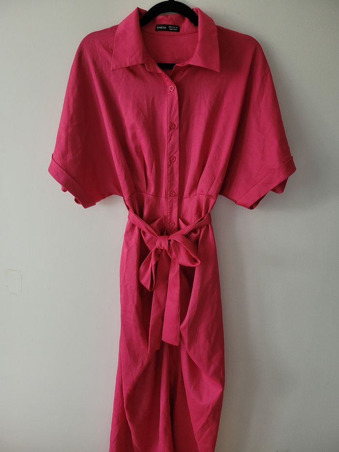 Robe chemise longue rose framboise SHEIN – Ceinturée, état neuf ! - photo numéro 6
