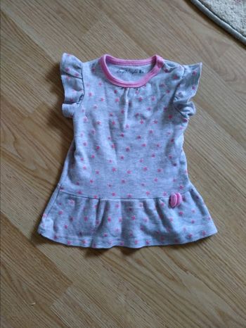 Jolie petite robe grise avec des étoiles roses ⭐Bougli Bougla. Bébé 6 mois