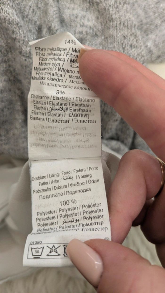 Haut pull léger manche 3/4 gris et blanc - photo numéro 8