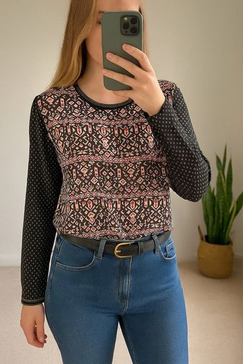 Blouse imprimé graphique noir et rouge - Scotch & Soda - Taille 38