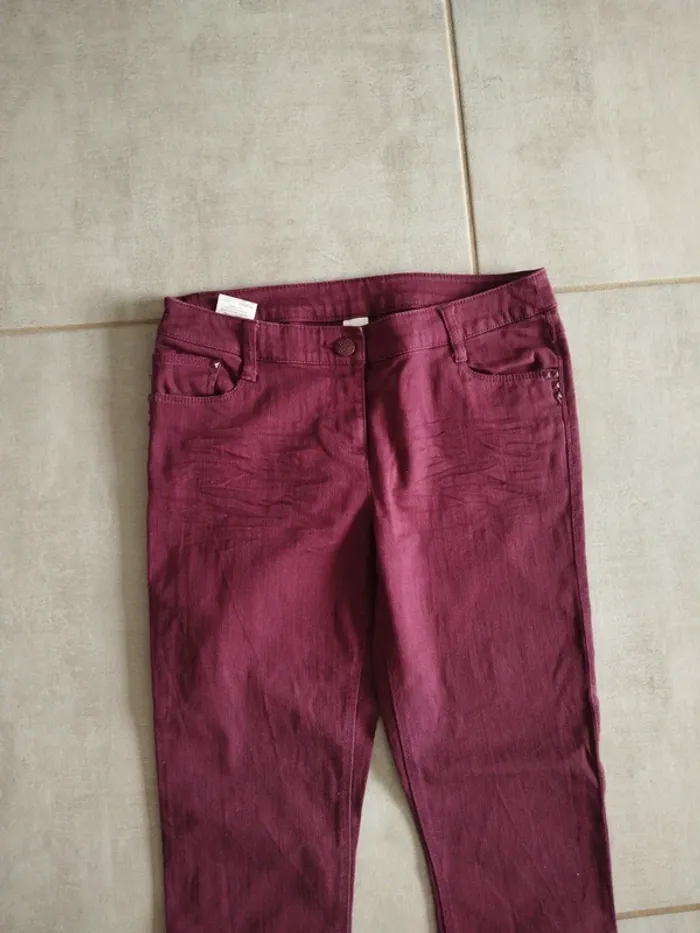 Pantalon bordeaux taille 38 camaieu - photo numéro 3