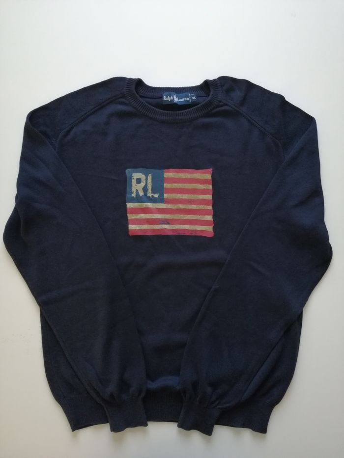 Pull Ralph Lauren bleu marine très bon état taille xl - photo numéro 2