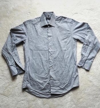 Chemise Printemps fines rayures grises et blanches XL coupe confort 100% coton