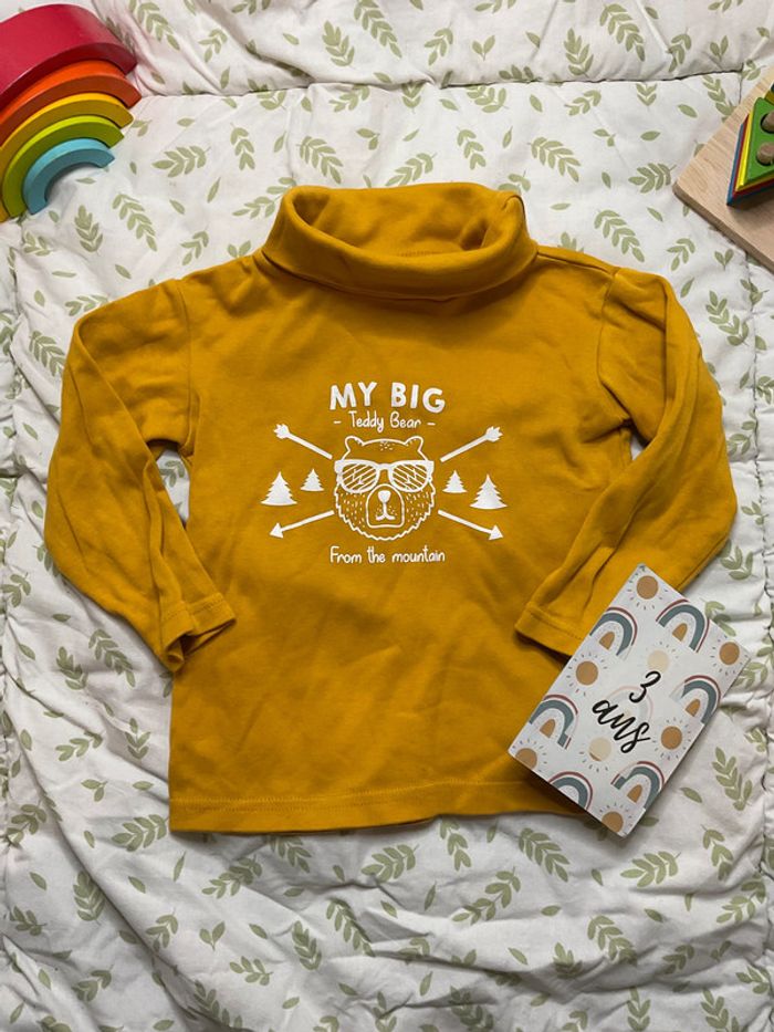 sous pull col roulé moutarde même pas peur 3 ans - photo numéro 2