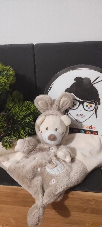 doudou ours déguisement déguisé lapin marron beige lune etoiles auchan Blanc