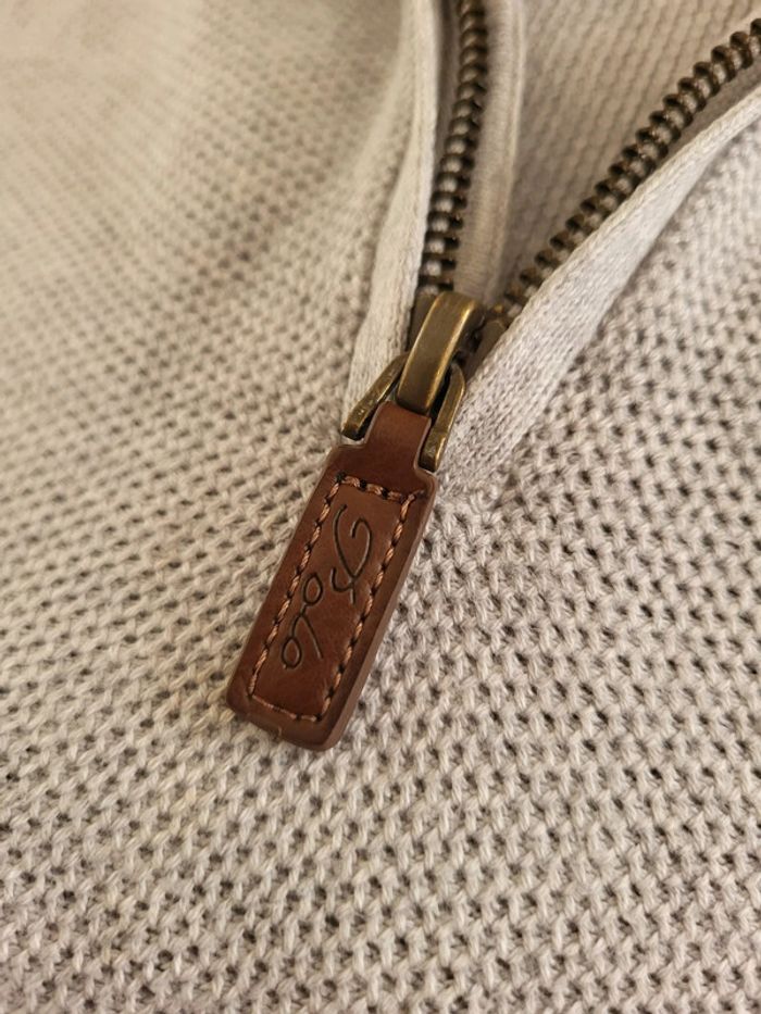 Pull quart zip Ralph Lauren gris pima cotton logo brodé gris 100% coton - XL - photo numéro 6