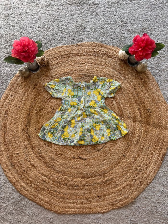 🌺Robe manche courte motif ancien avec citron Taille 9-12mois/80cm🌺 - photo numéro 5