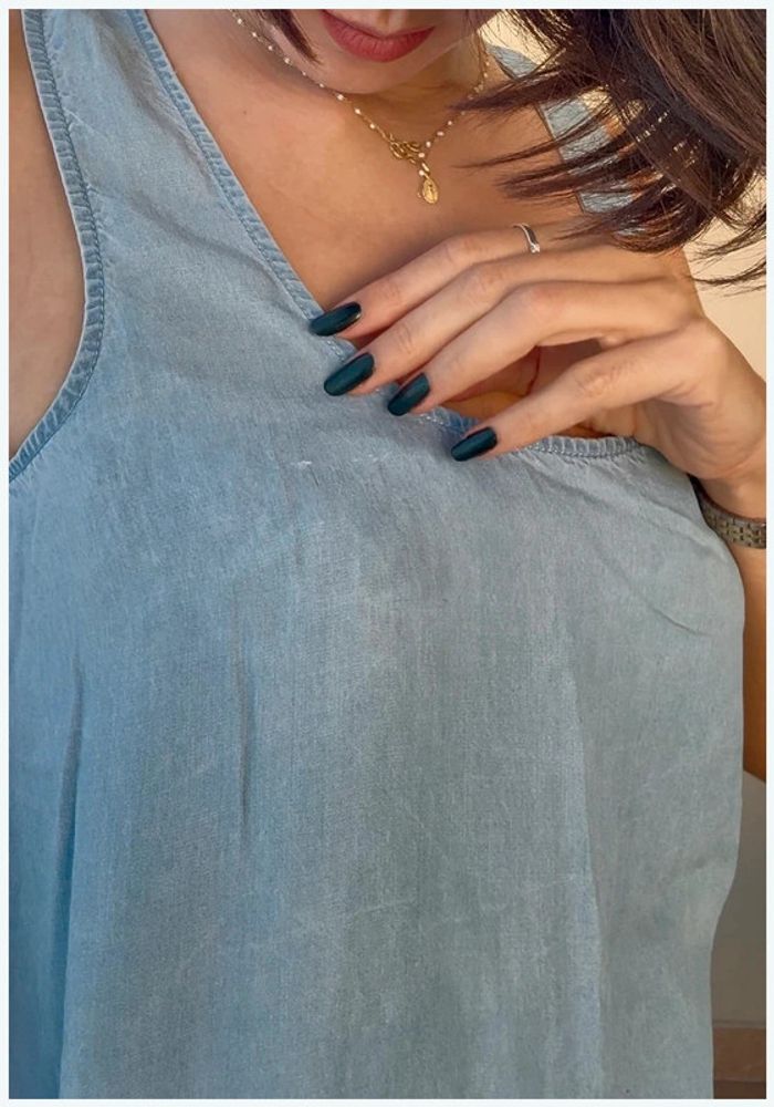 Débardeur long Monoprix bleu ciel 38 très bon état - photo numéro 4