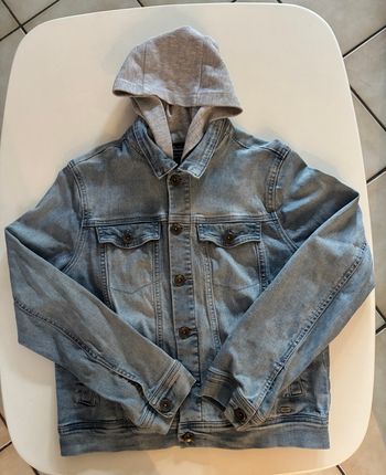 Blouson veste denim jeans scorpion 12ans ikks avec capuche amovible
