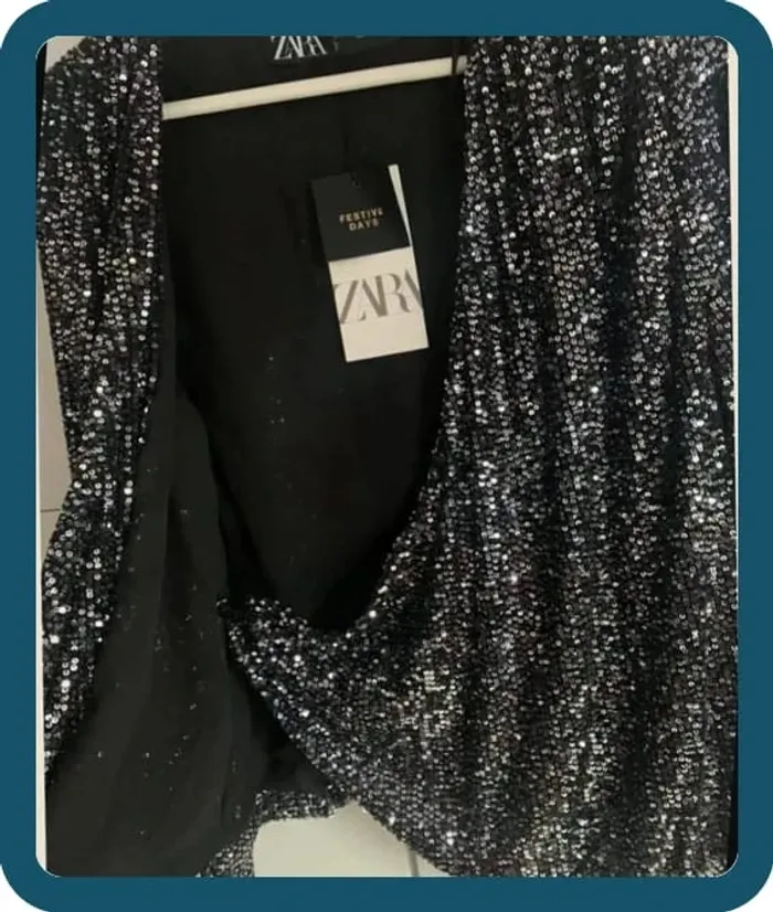 Blouse sequins cache-coeur Zara T/34 - photo numéro 3