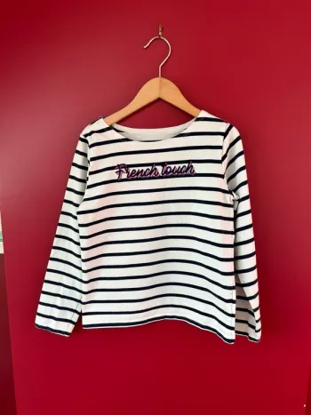 T shirt épais marinière fille 10 ans coton bio