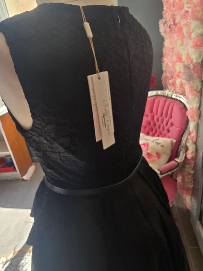 Robe pin-up rockhabily rétro vintage noir belle poque + ceinture taille S - photo numéro 6