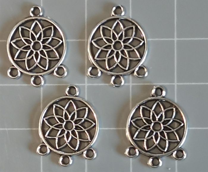 🔗 4 x pendentifs connecteurs "Fleur de vie" en métal argenté - photo numéro 2