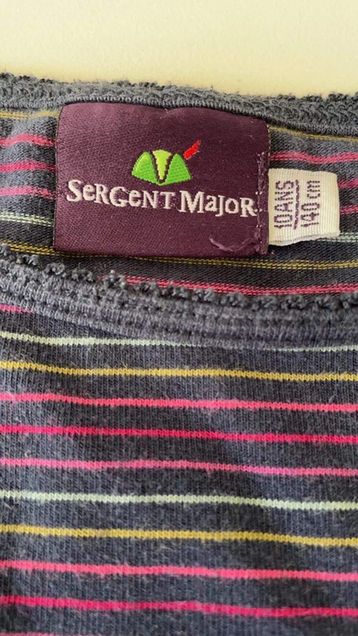 Sergent Major. TEE shirt ML. bleu rayé. - photo numéro 2
