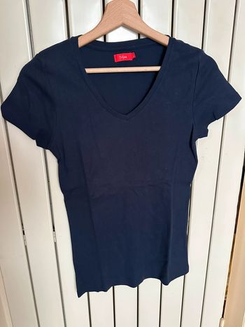 T shirt col V Tissaia M bleu marine