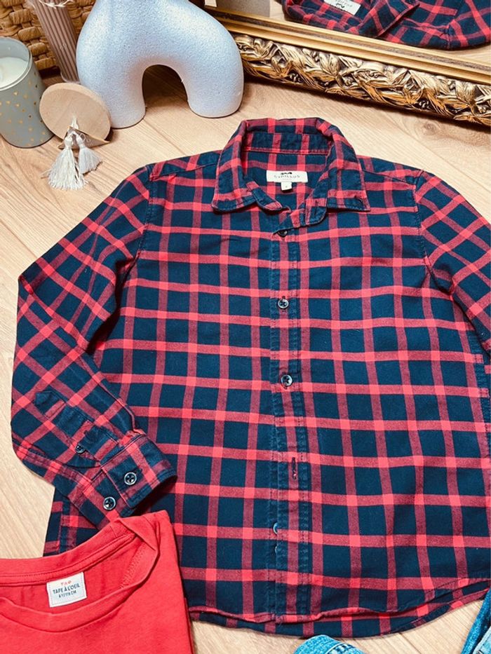 Taille 6 ans ensemble 3p garçon Cyrillus TAO kiabi marine rouge jean * carreaux * 💙 - photo numéro 2
