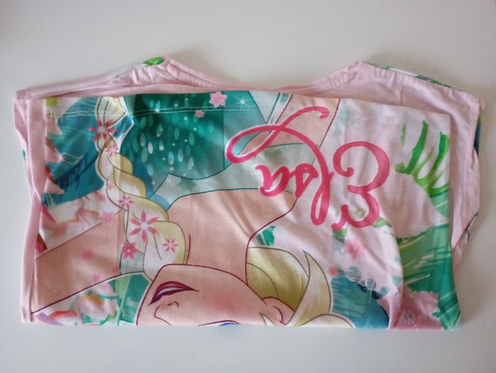 Tee-shirt sans manches, 8 ans,coton rose clair et multicolore. Disney Elsa Reine des neiges. Parfait état - photo numéro 8