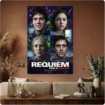 Affiche film culte “Requiem for a Dream” poster cinéma drame psychologique déco murale A3 Sans cadre