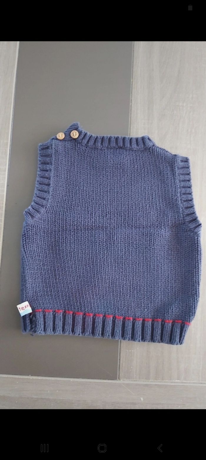 Pull bleu foncé sans manche - photo numéro 2