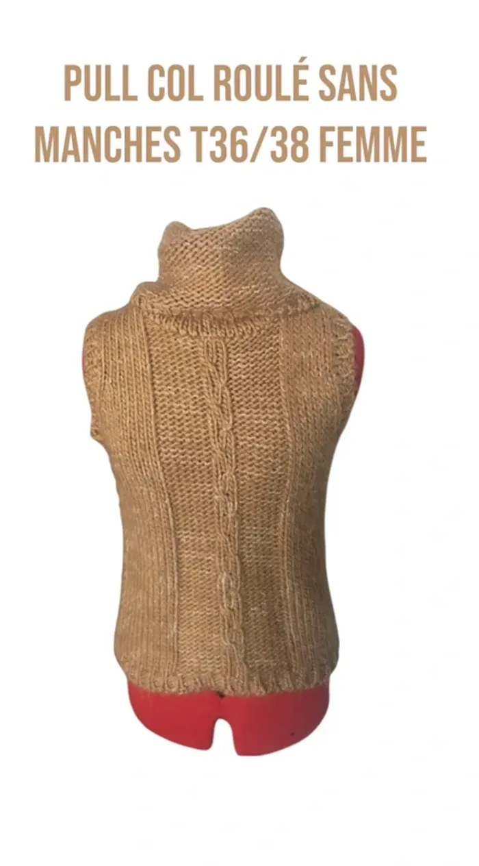 Pull col roulé sans manches T36/38 femme 👚