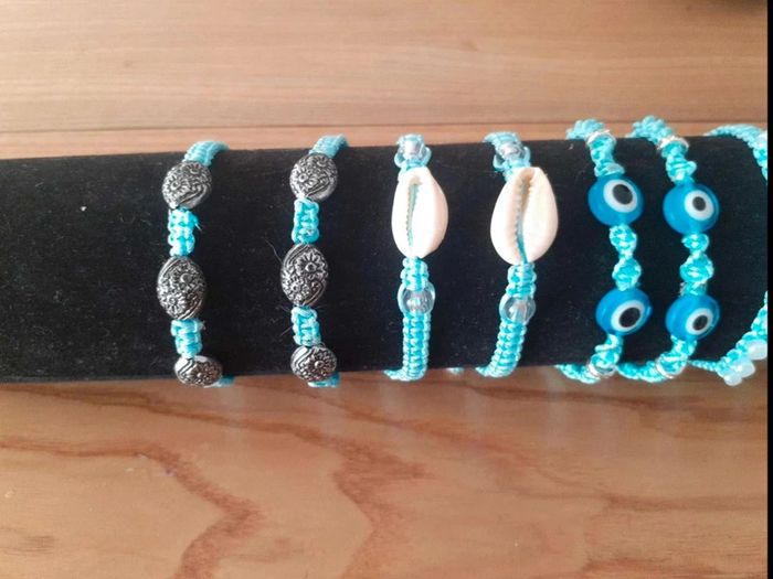 Bracelets  macramé  bleu - photo numéro 2