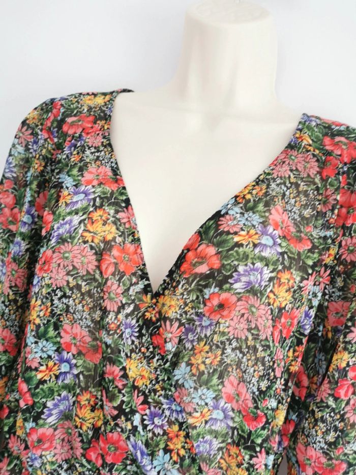 Blouse voile à imprimé fleuri multicolore Naf Naf Taille 38 - photo numéro 3