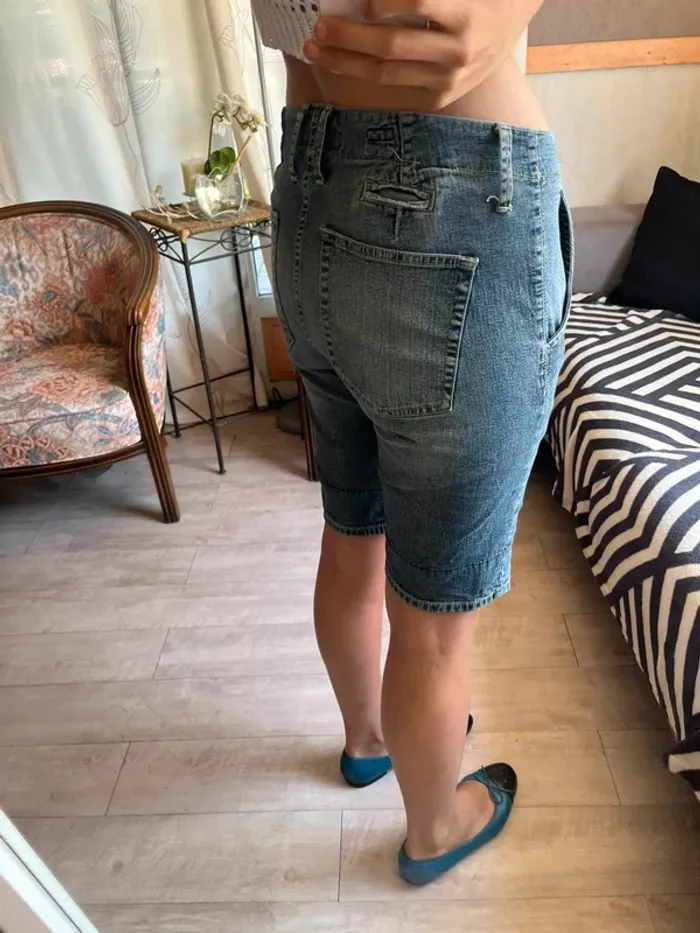 Jort capri denim jean Bermuda long - photo numéro 3