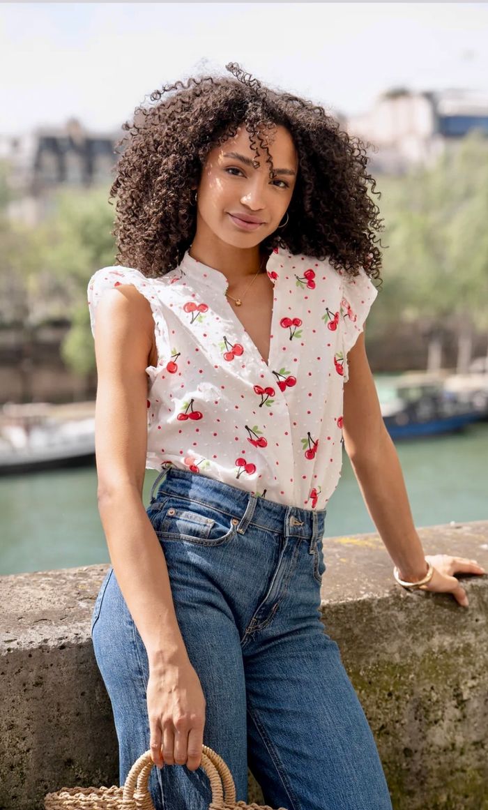 Blouse été motif cerise