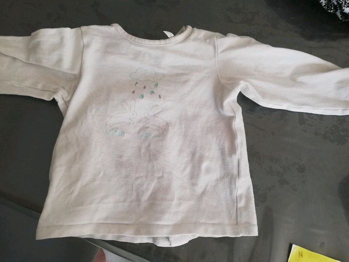 2 t shirt blanc 9 mois manches longues - photo numéro 3