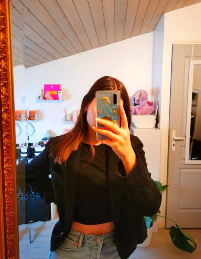 Veste en laine vintage tailleur noire - photo numéro 3